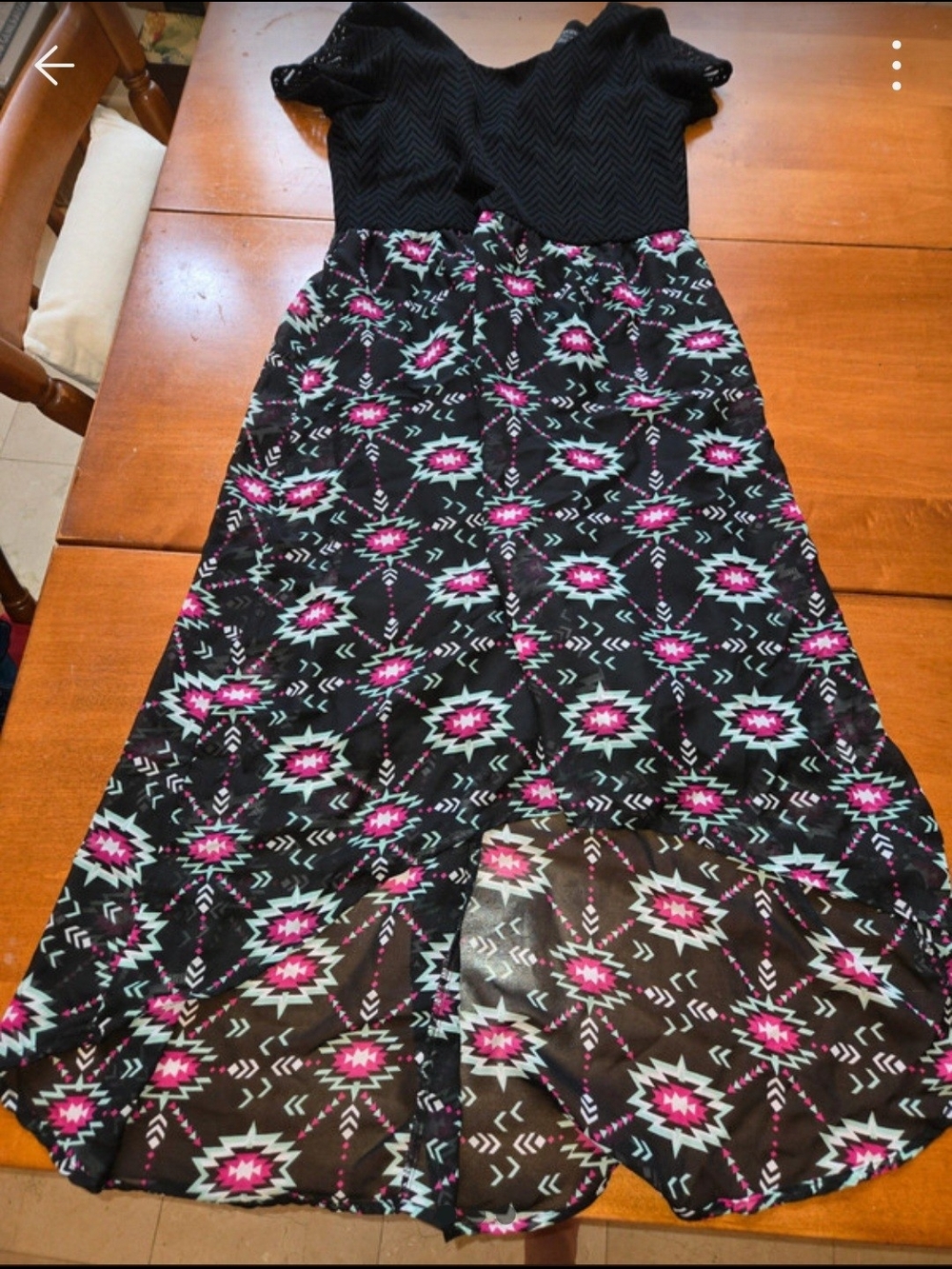 Xhilaration Black Dress with Pink and Aqua Aztec Print